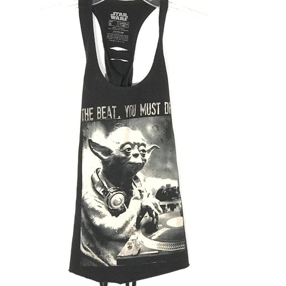 Star Wars Tops - STAR WARS  Yoda Tank Top Size Small Hippie Black